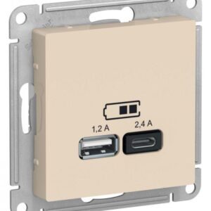 Розетка USB AtlasDesign тип A+C 5В/2.4А 2х5В/1.2А механизм беж. SE ATN000239 оптом купить цена