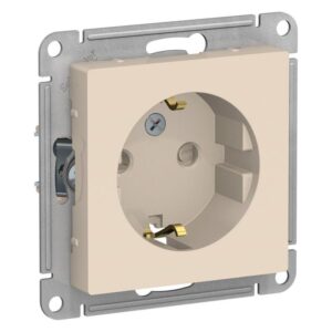 Розетка 1-м СП AtlasDesign 16А IP20 с заземл. защ. шторки механизм беж. SE ATN000245 оптом купить цена