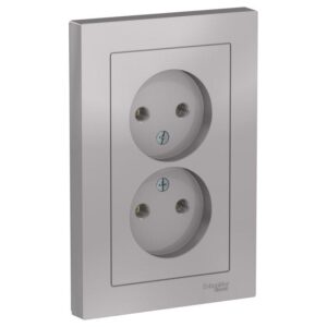 Розетка 2-м СП AtlasDesign 16А IP20 без заземл. в сборе алюм. SE ATN000320 оптом купить цена