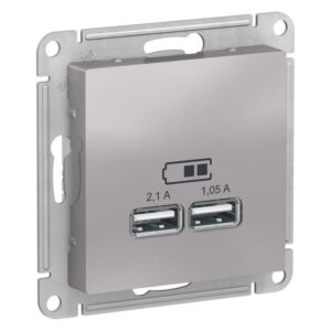 Розетка USB AtlasDesign тип A+A 5В 1х2.1А 2х1.05А механизм алюм. SE ATN000333 оптом купить цена