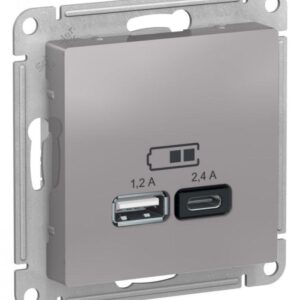 Розетка USB AtlasDesign тип A+C 5В/2.4А 2х5В/1.2А механизм алюм. SE ATN000339 оптом купить цена