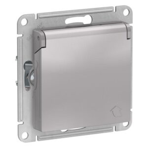 Розетка 1-м СП AtlasDesign 16А IP20 с заземл. защ. шторки с крышкой механизм алюм. SE ATN000346 оптом купить цена