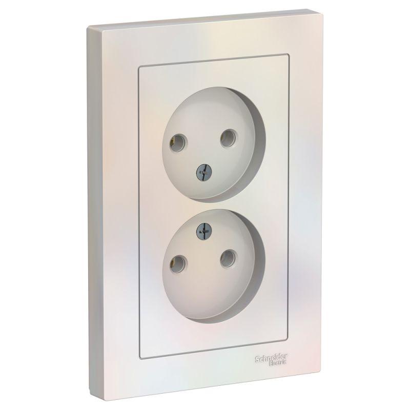 Розетка 2-м СП AtlasDesign 16А IP20 без заземл. в сборе жемчуж. SE ATN000420 купить оптом выгодно Розетка 2-м СП AtlasDesign 16А IP20 без заземл. в сборе жемчуж. SE ATN000420 оптом купить цена