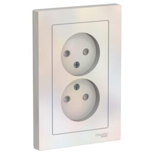 Розетка 2-м СП AtlasDesign 16А IP20 без заземл. защ. шторки в сборе жемчуж. SE ATN000422 оптом купить цена
