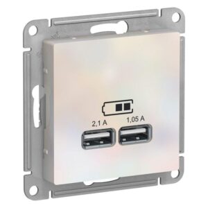 Розетка USB AtlasDesign тип A+A 5В 1х2.1А 2х1.05А механизм жемчуж. SE ATN000433 оптом купить цена