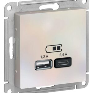 Розетка USB AtlasDesign тип A+C 5В/2.4А 2х5В/1.2А механизм жемчуж. SE ATN000439 оптом купить цена