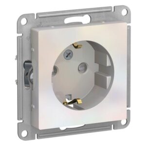 Розетка 1-м СП AtlasDesign 16А IP20 с заземл. защ. шторки механизм жемчуж. SE ATN000445 оптом купить цена