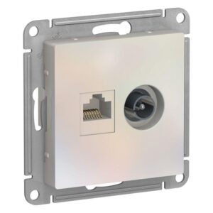 Розетка компьютерная + телевизионная 2-м AtlasDesign RJ45 кат.5E + TV механизм жемчуж. SE ATN000489 оптом купить цена