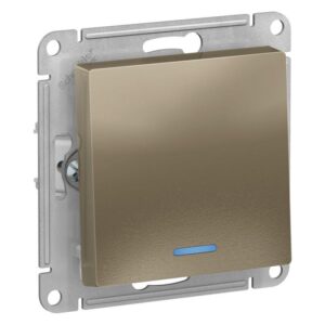 Выключатель 1-кл. СП AtlasDesign 10А IP20 (сх. 1а) 10AX с подсветкой механизм шампань SE ATN000513 оптом купить цена