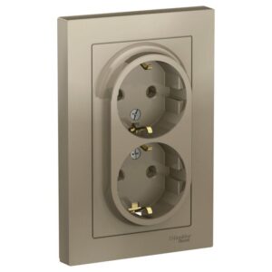 Розетка 2-м СП AtlasDesign 16А IP20 с заземл. в сборе шампань SE ATN000524 оптом купить цена
