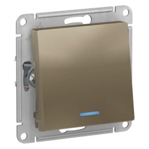 Переключатель проходной 1-кл. СП AtlasDesign 10А IP20 (сх. 6а) 10AX с подсветкой механизм шампань SE ATN000563 оптом купить цена