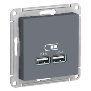 Розетка USB AtlasDesign тип A+A 5В 1х2.1А 2х1.05А механизм грифель SE ATN000733 оптом купить цена