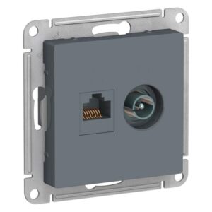 Розетка компьютерная + телевизионная 2-м AtlasDesign RJ45 кат.5E + TV механизм грифель SE ATN000789 оптом купить цена