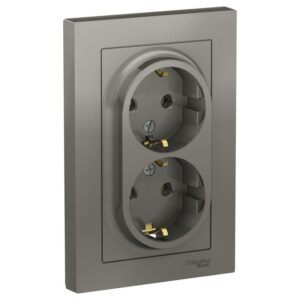 Розетка 2-м СП AtlasDesign 16А IP20 с заземл. в сборе сталь SE ATN000924 оптом купить цена