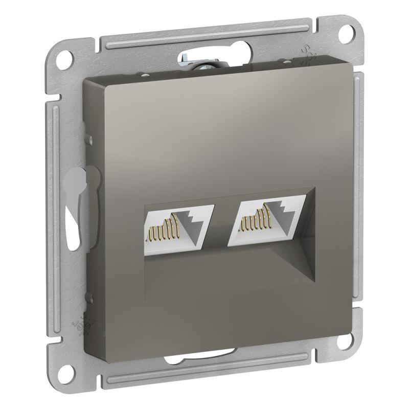 Розетка компьютерная 2-м AtlasDesign RJ45 кат.5E механизм сталь SE ATN000985 купить оптом выгодно Розетка компьютерная 2-м AtlasDesign RJ45 кат.5E механизм сталь SE ATN000985 оптом купить цена