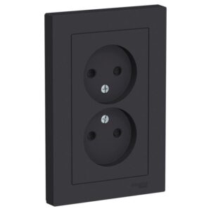 Розетка 2-м СП AtlasDesign 16А IP20 без заземл. защ. шторки в сборе карбон SE ATN001022 оптом купить цена