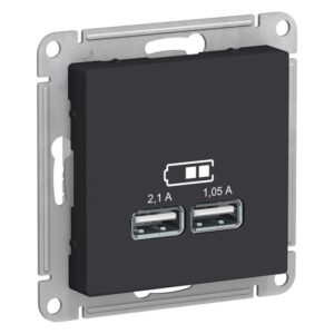 Розетка USB AtlasDesign тип A+A 5В 1х2.1А 2х1.05А механизм карбон SE ATN001033 оптом купить цена