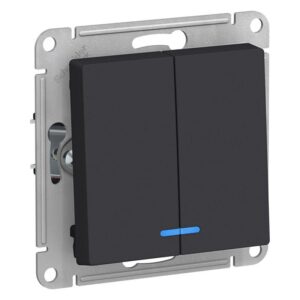 Выключатель 2-кл. СП AtlasDesign 10А IP20 (сх. 5а) 10AX с подсветкой механизм карбон SE ATN001053 оптом купить цена