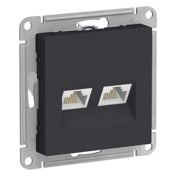 Розетка компьютерная 2-м AtlasDesign RJ45 кат.5E механизм карбон SE ATN001085 оптом купить цена
