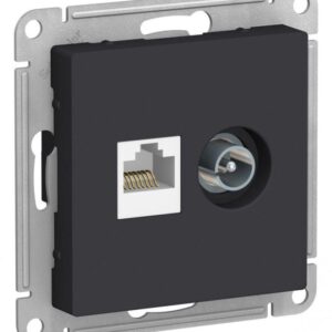 Розетка компьютерная + телевизионная 2-м AtlasDesign RJ45 кат.5E + TV механизм карбон SE ATN001089 оптом купить цена