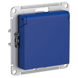 Розетка AtlasDesign 16А IP20 с заземл. защ. шторки с крышкой механизм аквамарин SE ATN001146 оптом купить цена