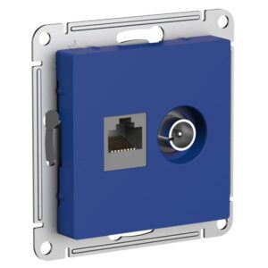 Розетка компьютерная + телевизионная 2-м AtlasDesign RJ45 кат.5E аквамарин SE ATN001189 оптом купить цена