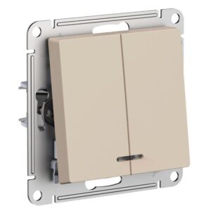 Выключатель 2-кл. AtlasDesign с подсветкой (сх.5а) 10AX мех. песочн. SE ATN001253 оптом купить цена
