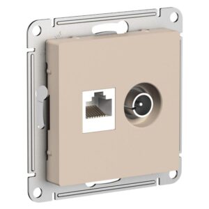 Розетка компьютерная + телевизионная 2-м AtlasDesign RJ45 кат.5E песочн. SE ATN001289 оптом купить цена