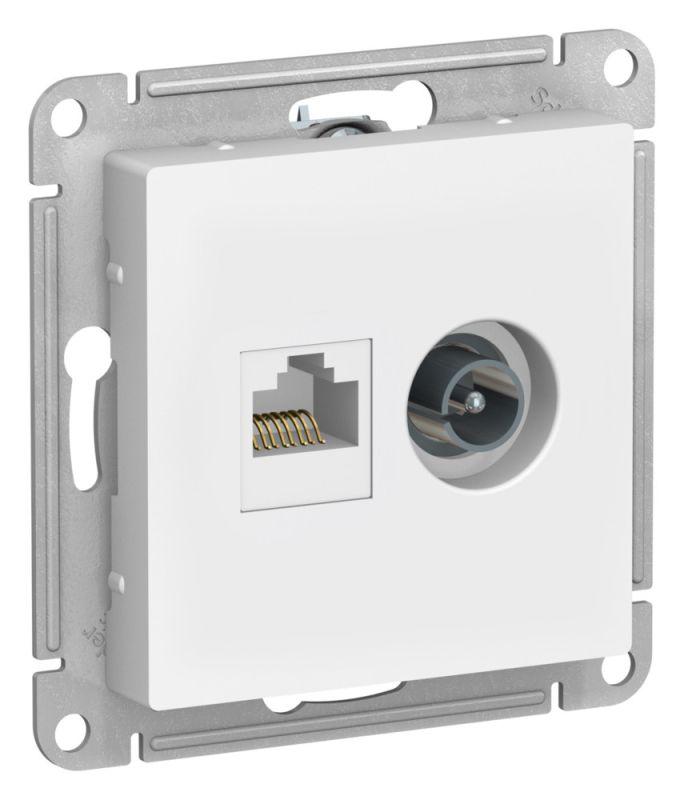 Розетка компьютерная + телевизионная 2-м AtlasDesign RJ45 кат.5E лотос SE ATN001389 купить оптом выгодно Розетка компьютерная + телевизионная 2-м AtlasDesign RJ45 кат.5E лотос SE ATN001389 оптом купить цена