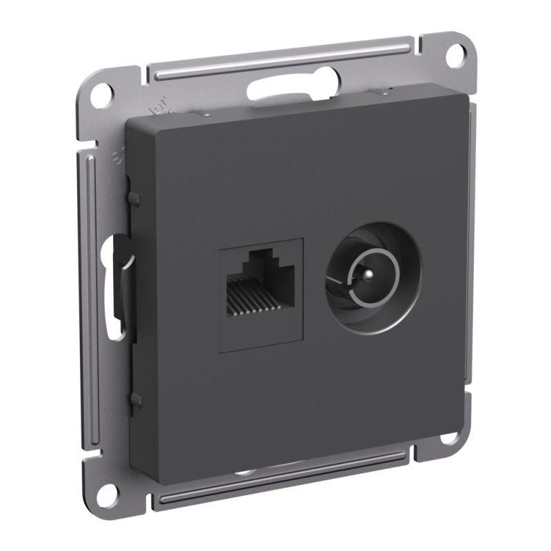 Розетка компьютерная + телевизионная 2-м AtlasDesign RJ45 кат.5E базальт SE ATN001489 купить оптом выгодно Розетка компьютерная + телевизионная 2-м AtlasDesign RJ45 кат.5E базальт SE ATN001489 оптом купить цена