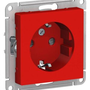 Розетка 1-м СП AtlasDesign 16А IP20 с заземл. защ. шторки механизм красн. SE ATN002045 оптом купить цена