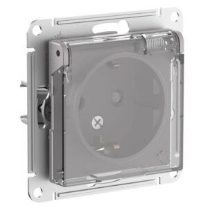 Розетка AtlasDesign Aqua 16А IP44 с заземл. защ. шторки с прозр. крышкой механизм алюм. SE ATN440346 оптом купить цена