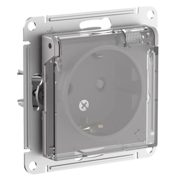 Розетка AtlasDesign Aqua 16А IP44 с заземл. защ. шторки с прозр. крышкой механизм алюм. SE ATN440346 оптом купить цена