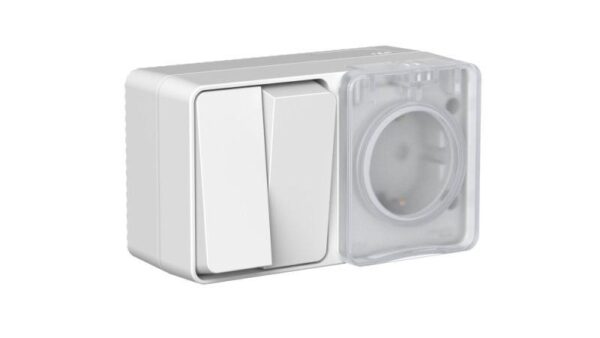 Блок ОП AtlasDesign PROFI IP54 (розетка 16А заземл. защ. шторки + 2-кл. выключатель 10А) сер. SE ATN543074 оптом купить цена
