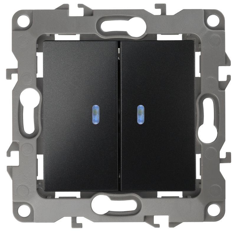 Выключатель 2-кл. СП Эра12 12-1105-05 10А IP20 250В 10AX с подсветкой механизм антрацит Эра Б0014661 купить оптом выгодно Выключатель 2-кл. СП Эра12 12-1105-05 10А IP20 250В 10AX с подсветкой механизм антрацит Эра Б0014661 оптом купить цена