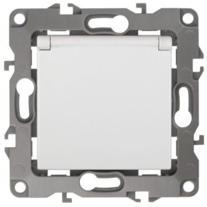 Розетка 1-м СП Эра12 12-2103-01 16А IP20 16AX 250В 2P+E Schuko защ. шторки с крышкой механизм бел. Эра Б0014693 оптом купить цена