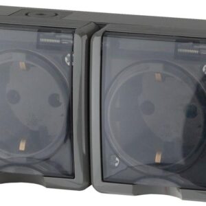 Розетка 2-м ОП Эра Эксперт 11-2403-03 16А IP54 16AX 250В 2х2P+E сер. Эра Б0020717 оптом купить цена