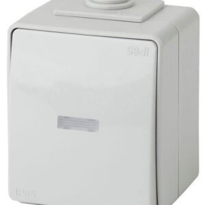 Выключатель 1-кл. ОП Эра Эксперт 10А IP65 11-1602-03 250В 10AX с подсветкой сер. Эра Б0035974 оптом купить цена