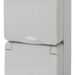 Розетка 2-м ОП Эра Эксперт 11-2607-03 16А IP65 верт. 250В 2х2P+E сер. Эра Б0036002 оптом купить цена