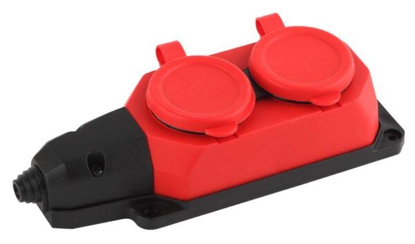 Колодка удлинителя 2-м с заземл. 16А IP44 K-2e-RED-IP44 каучук красн. Эра Б0044551 оптом купить цена