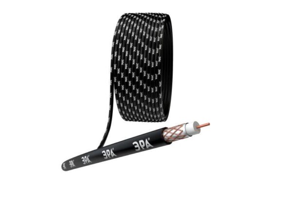 Кабель коаксиальный RG-6U 75Ом Cu/оплетка Cu 64проц. PE черн. (уп.305м) Эра Б0044605 оптом купить цена