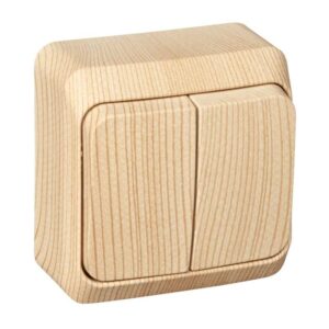 Выключатель 2-кл. ОП Этюд Дача 10А IP20 сосна SE BA10-002D оптом купить цена