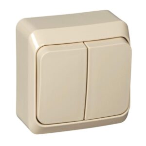 Выключатель 2-кл. ОП Этюд 10А IP20 крем. SE BA10-002K оптом купить цена