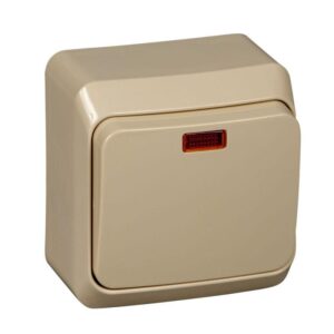 Выключатель 1-кл. ОП Этюд 10А IP20 с подсветкой крем. SE BA10-005K оптом купить цена