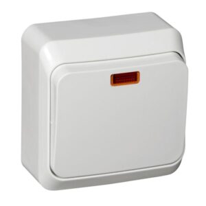 Переключатель проходной 1-кл. ОП Этюд 10А IP20 с подсветкой бел. SE BA10-007B оптом купить цена