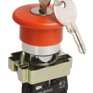 Кнопка управления "Грибок" LAY5-BS142 d22мм 1р 240В с ключом красн. IEK BBG50-LAY5-K04 оптом купить цена