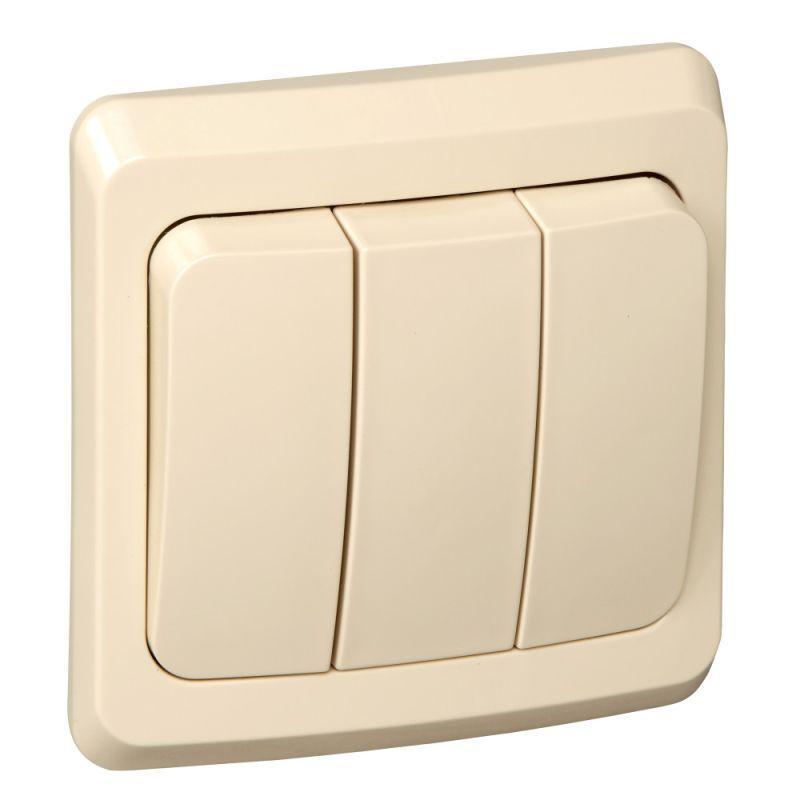 Выключатель 3-кл. СП Этюд 10А IP20 крем. SE BC10-003K купить оптом выгодно Выключатель 3-кл. СП Этюд 10А IP20 крем. SE BC10-003K оптом купить цена