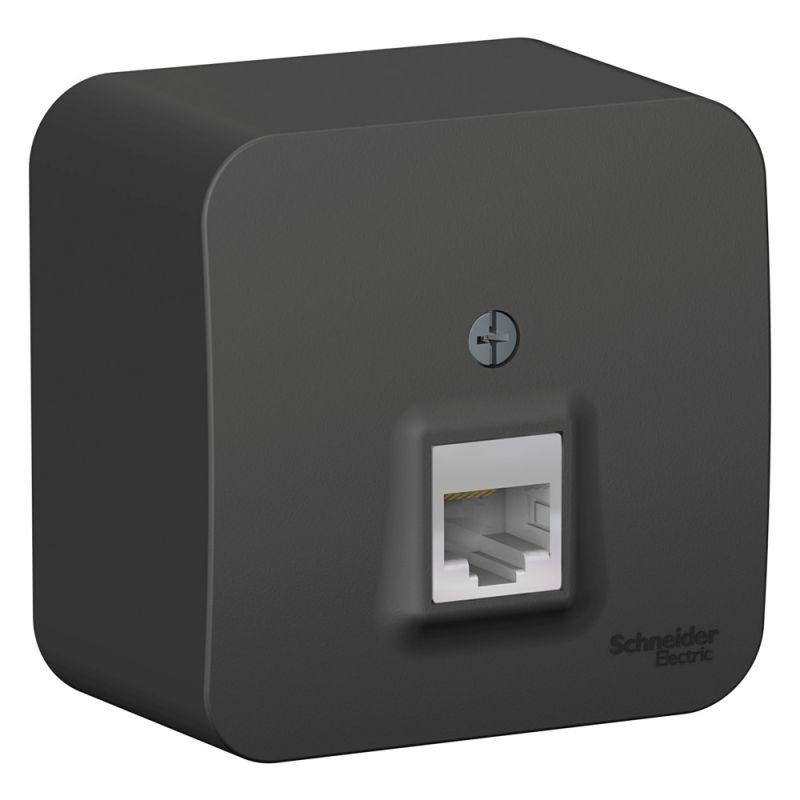 Розетка компьютерная 1-м ОП Blanca RJ45 кат.5E с изолир. пластиной антрацит SE BLNIA045006 купить оптом выгодно Розетка компьютерная 1-м ОП Blanca RJ45 кат.5E с изолир. пластиной антрацит SE BLNIA045006 оптом купить цена