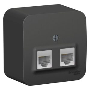 Розетка компьютерная 2-м ОП Blanca RJ45 кат.5E с изолир. пластиной антрацит SE BLNIA045456 оптом купить цена