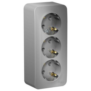 Розетка 3-м ОП Blanca 16А IP20 250В с заземл. без защ. шторок с изолир. пластиной алюм. SE BLNRA010313 оптом купить цена